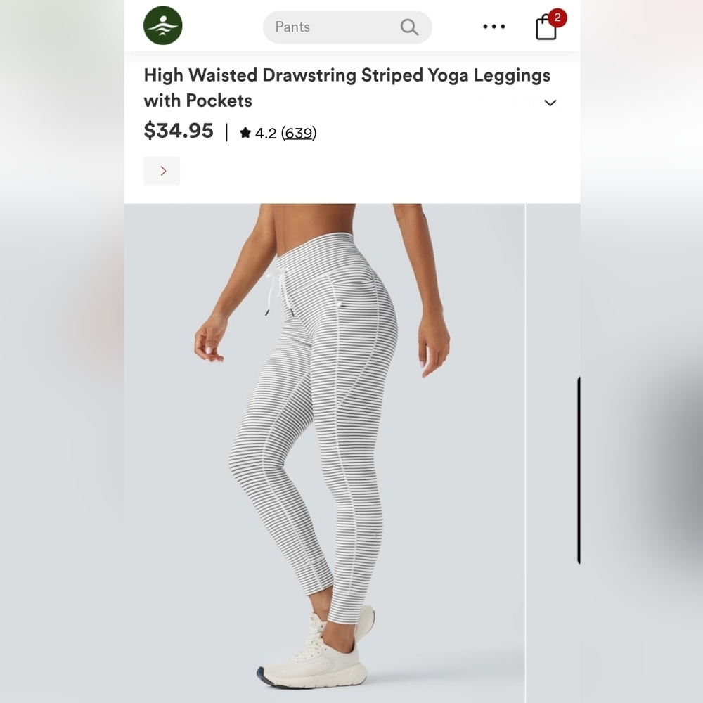 Halara High Waisted Striped Yoga Leggings with Pockets.